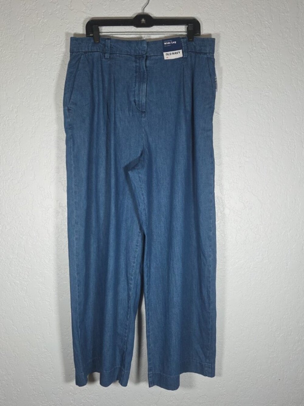 Old Navy Taylor Trouser Pants Womens 14 Blue Dark Wash Wide Leg Extra High Rise